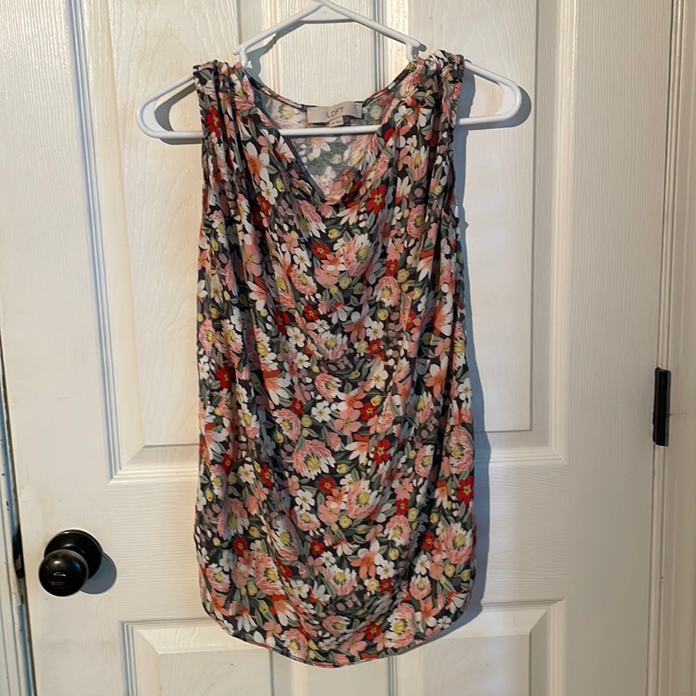 Loft Floral Maternity Cap Sleeves Shirt